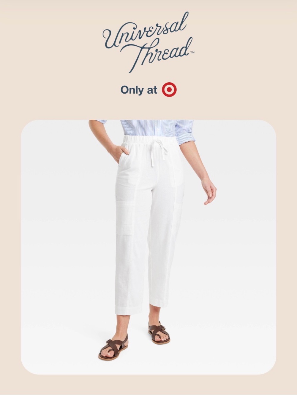 Women's High-Rise Pull-On Tapered Pants - Universal Thread™ White M